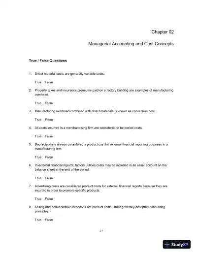 Test Bank For Managerial Accounting For Managers, 3rd Edition - Page 8 preview image