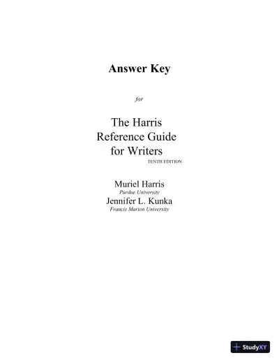 Solution Manual for Harris Reference Guide for Writers, 10th Edition - Page 1 preview image