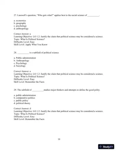 Test Bank for Political Science: An Introduction, 14th Edition - Page 13 preview image