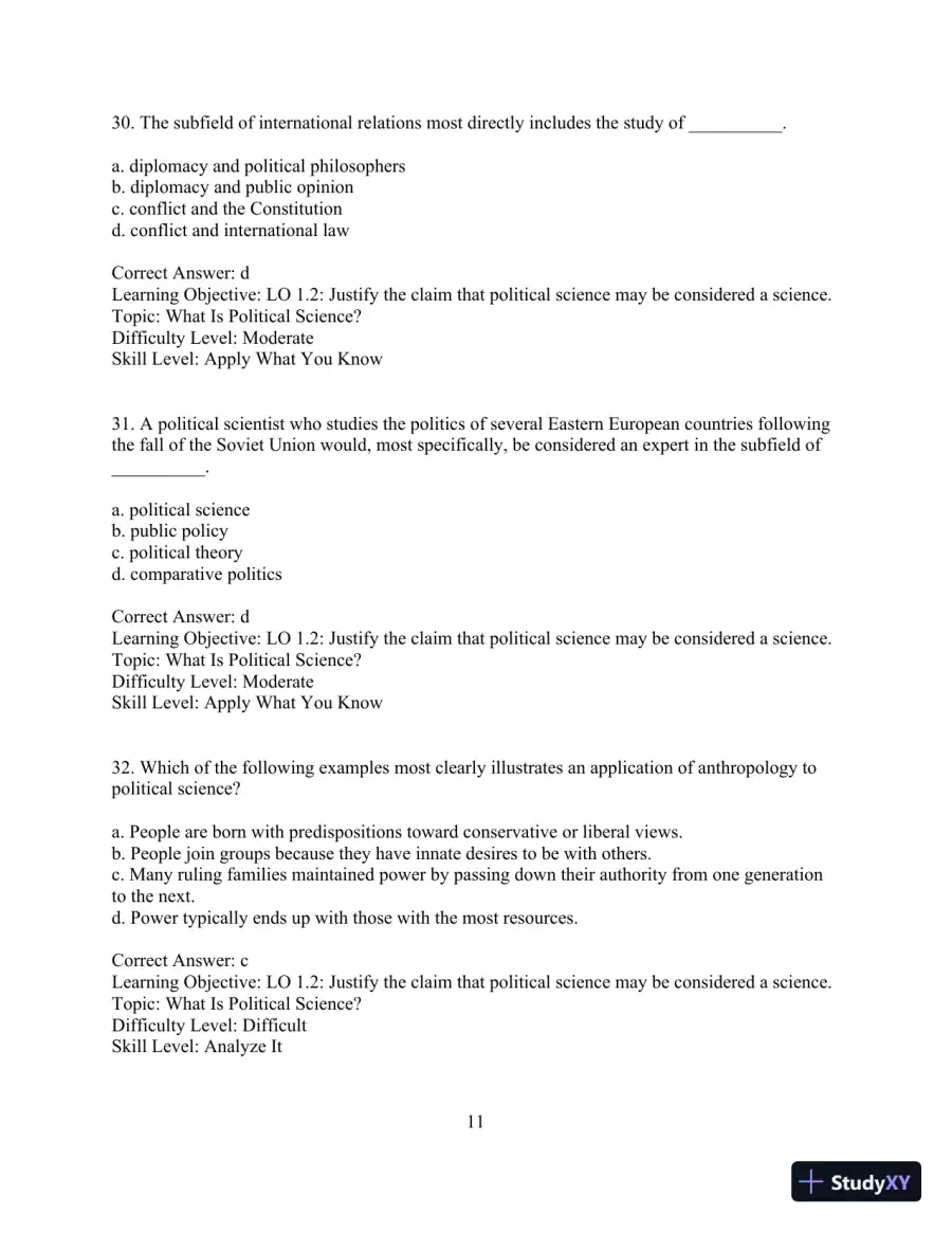 Test Bank for Political Science: An Introduction, 14th Edition, page 14