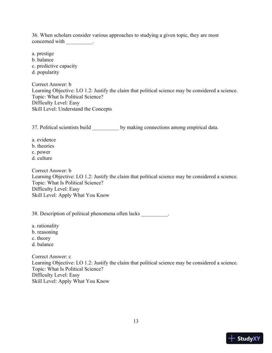 Test Bank for Political Science: An Introduction, 14th Edition, page 16