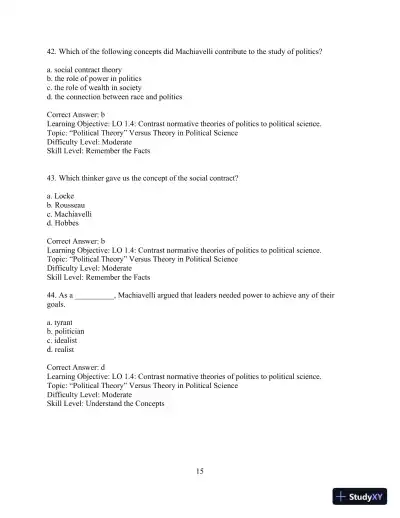 Test Bank for Political Science: An Introduction, 14th Edition - Page 18 preview image