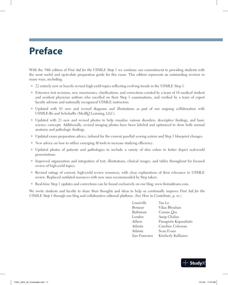 First Aid for the USMLE Step 1 2024: A Student-to-Student Guide (2024), page 12