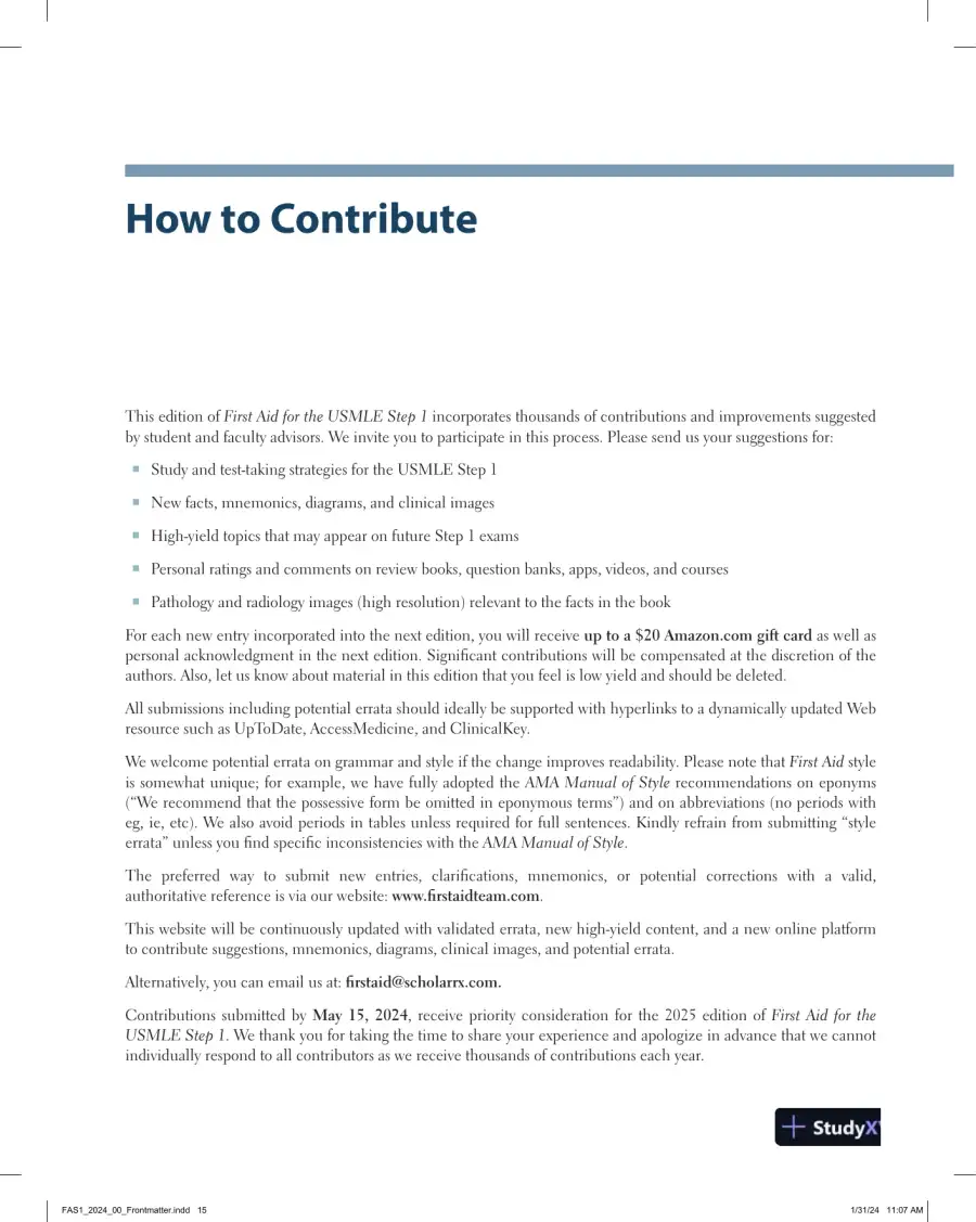 First Aid for the USMLE Step 1 2024: A Student-to-Student Guide (2024), page 15