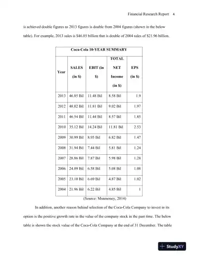 Comprehensive Investment Analysis of The Coca-Cola Company: A Financial Manager's Perspective - Page 5 preview image