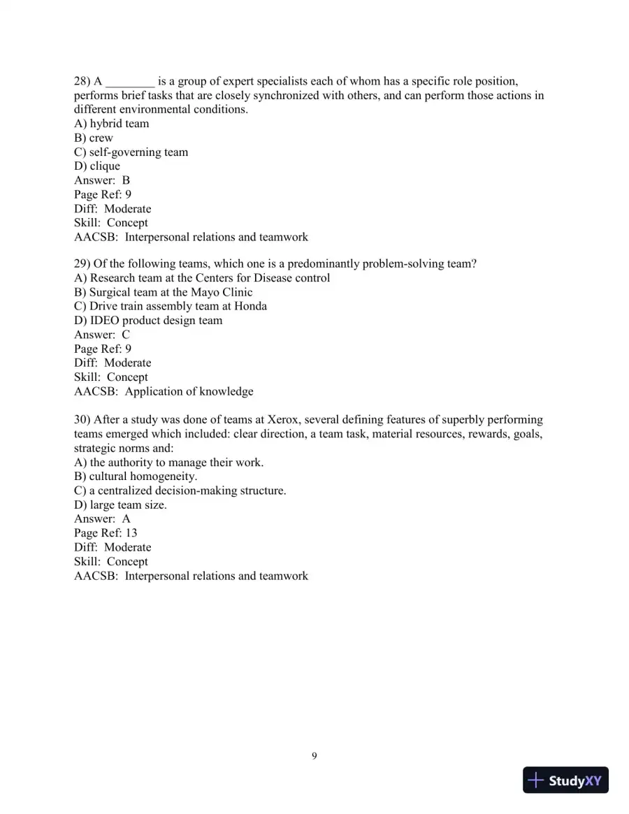 Making the Team: A Guide for Managers, 6th Edition Test Bank, page 10