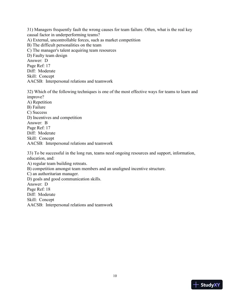 Making the Team: A Guide for Managers, 6th Edition Test Bank, page 11