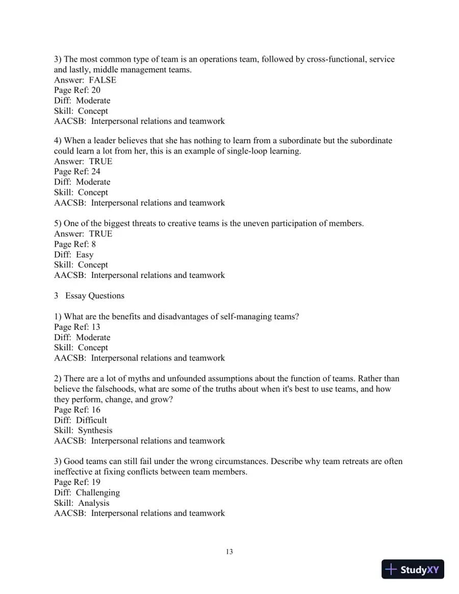 Making the Team: A Guide for Managers, 6th Edition Test Bank, page 14
