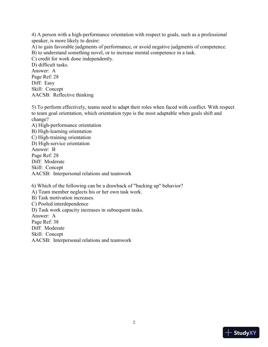 Making the Team: A Guide for Managers, 6th Edition Test Bank, page 17