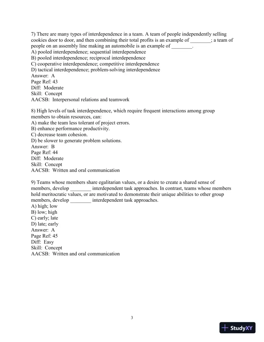 Making the Team: A Guide for Managers, 6th Edition Test Bank, page 18