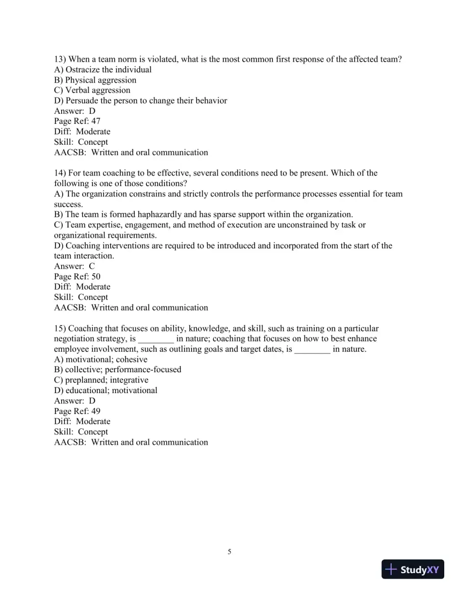 Making the Team: A Guide for Managers, 6th Edition Test Bank, page 20
