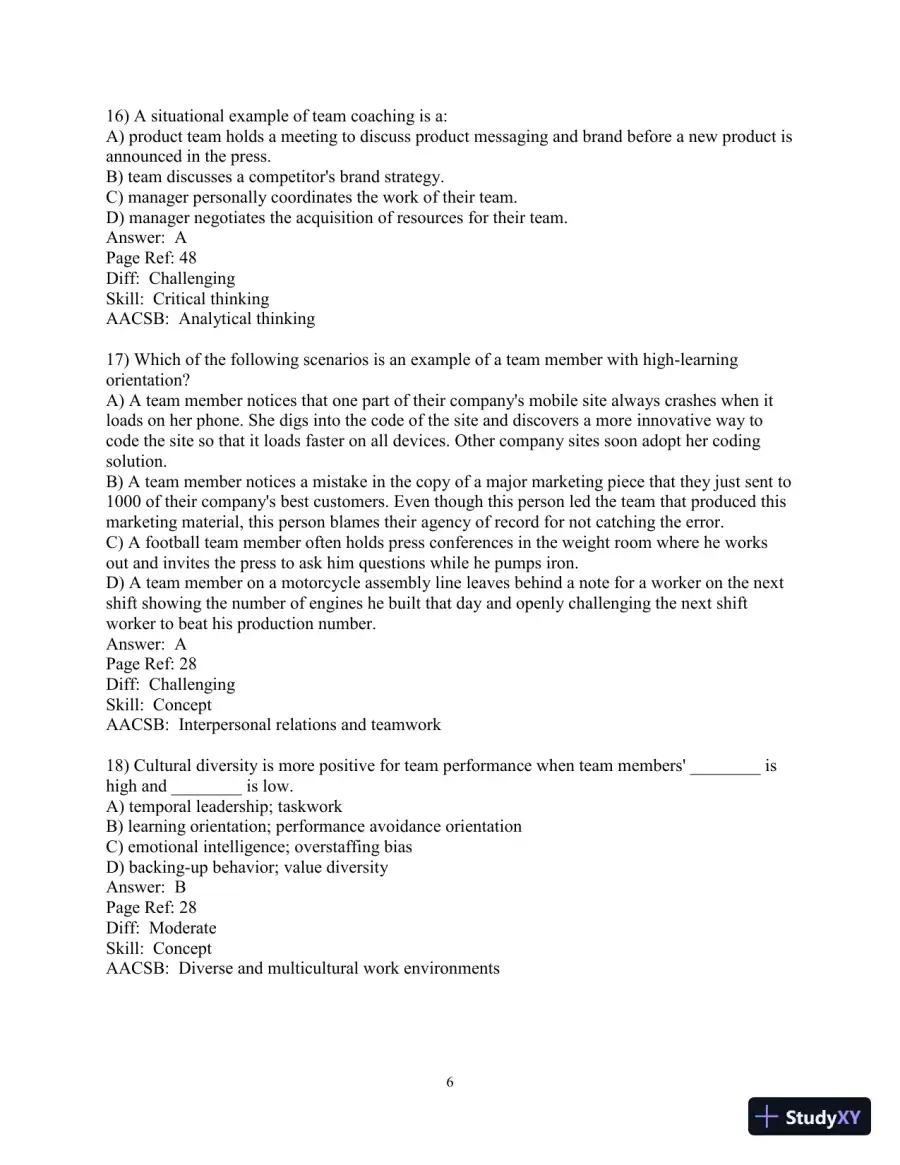 Making the Team: A Guide for Managers, 6th Edition Test Bank, page 21