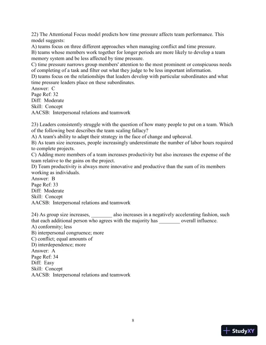 Making the Team: A Guide for Managers, 6th Edition Test Bank, page 23