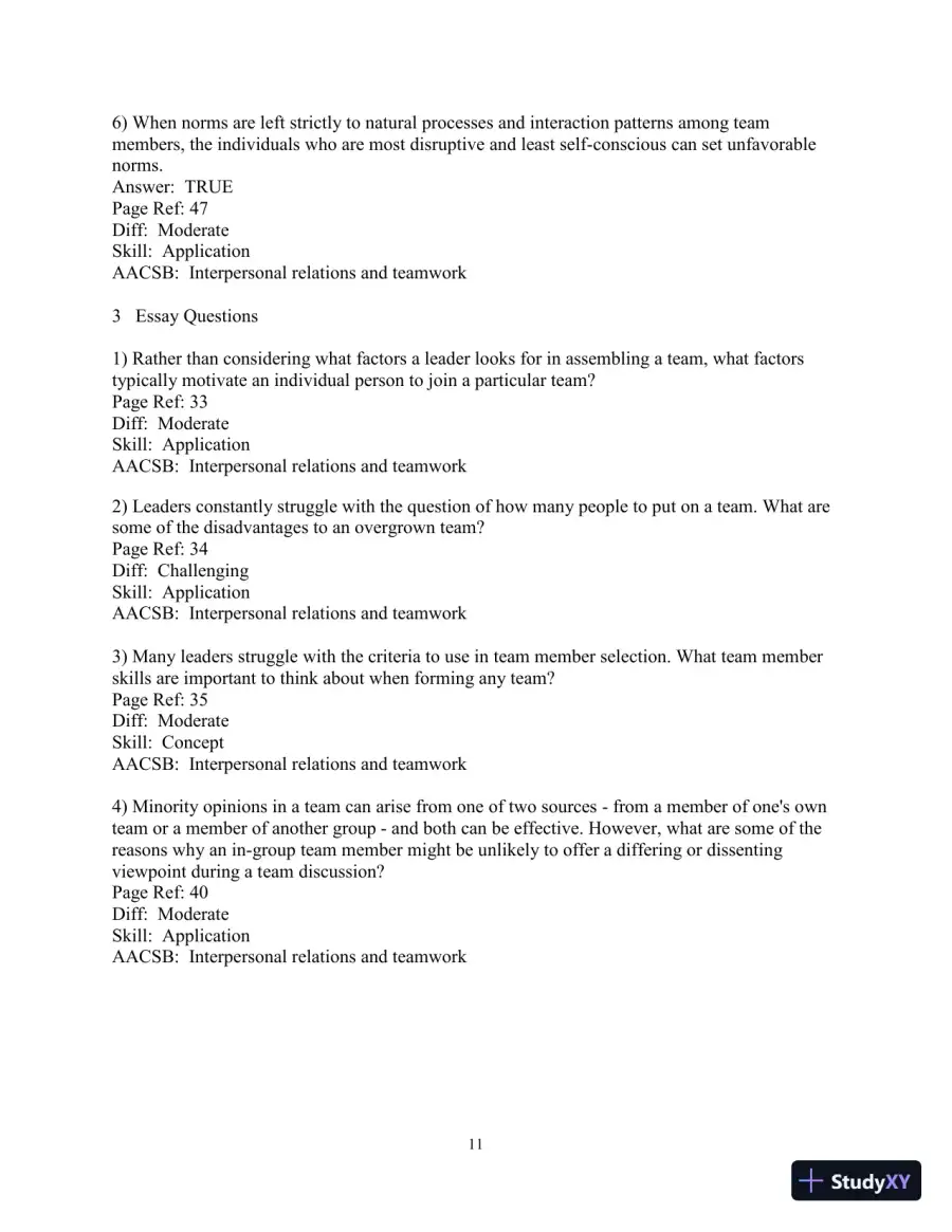 Making the Team: A Guide for Managers, 6th Edition Test Bank, page 26