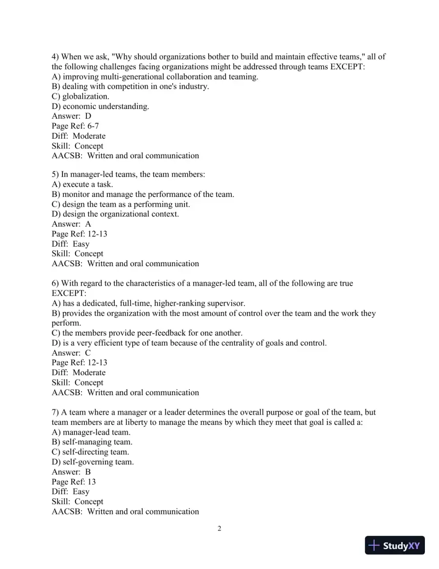 Making the Team: A Guide for Managers, 6th Edition Test Bank, page 3