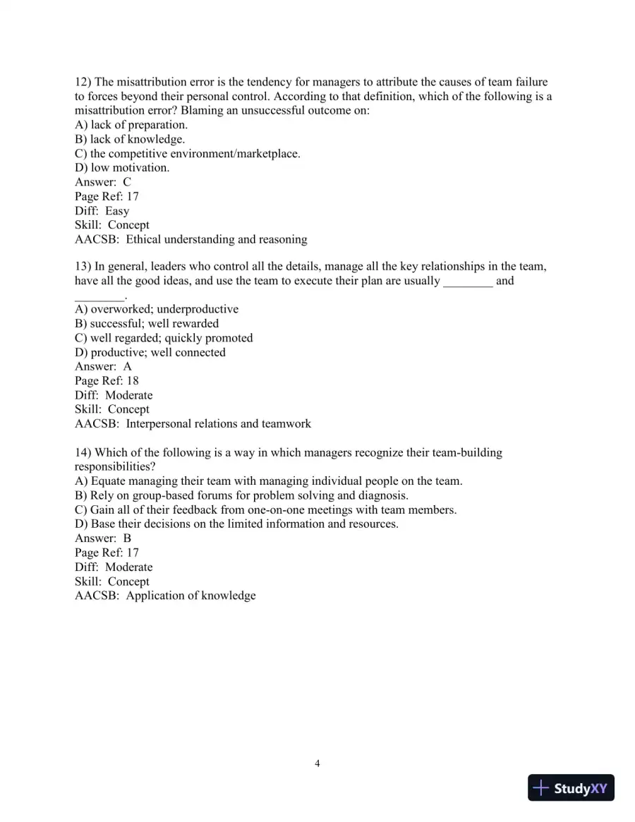 Making the Team: A Guide for Managers, 6th Edition Test Bank, page 5