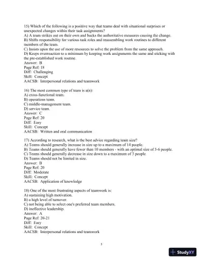 Making the Team: A Guide for Managers, 6th Edition Test Bank - Page 6 preview image