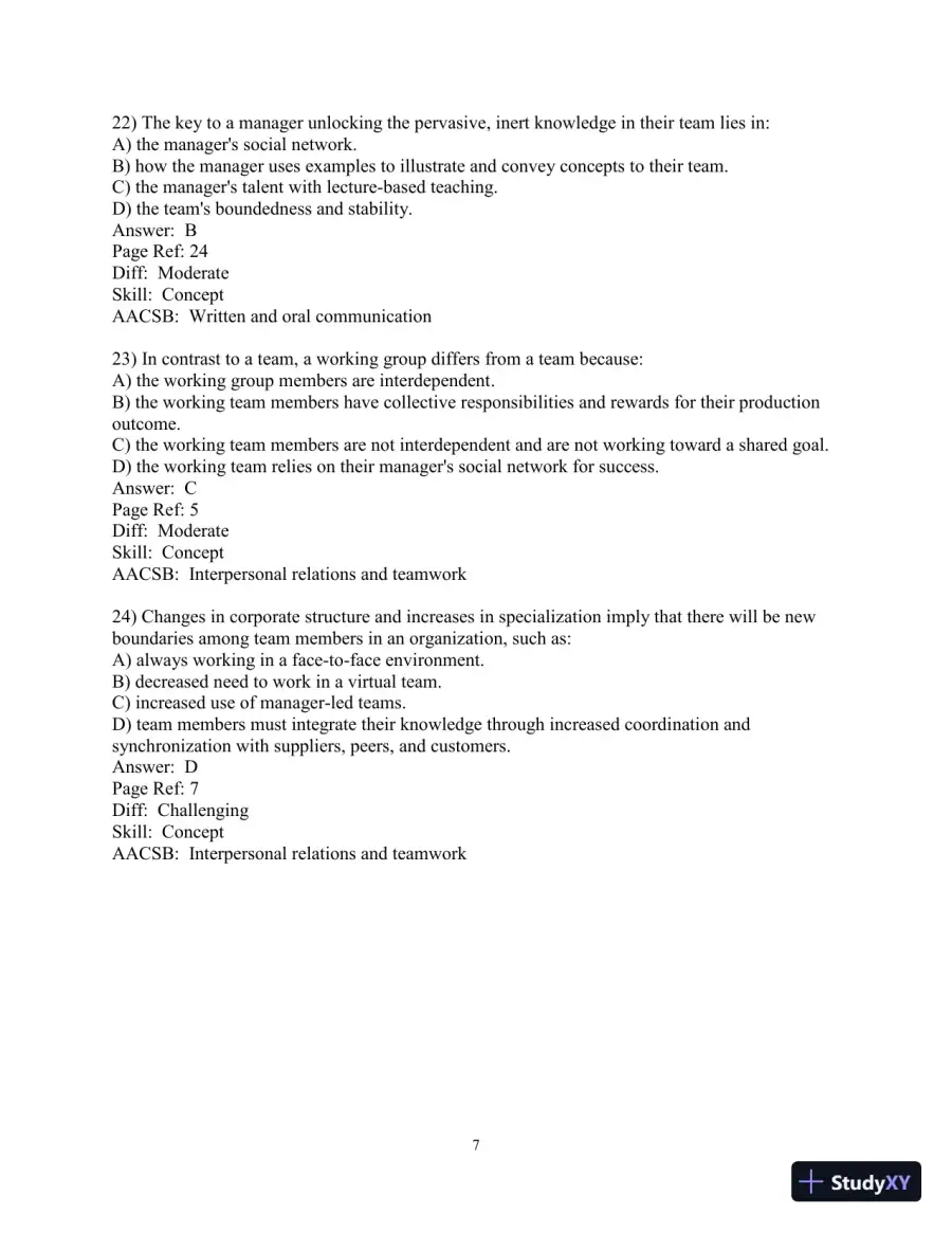 Making the Team: A Guide for Managers, 6th Edition Test Bank, page 8