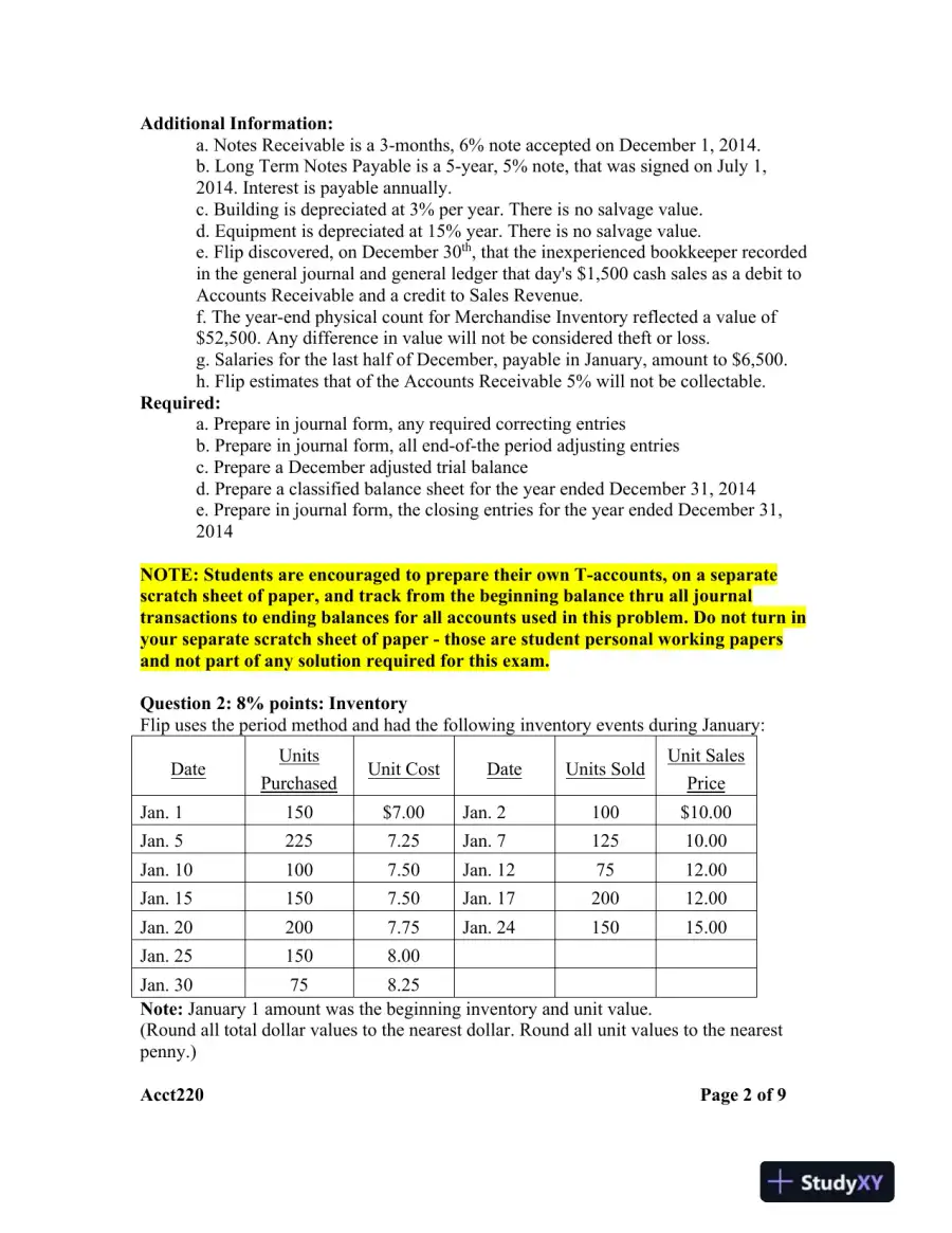 Acct220: Principles of Accounting I University of Maryland University College, page 4