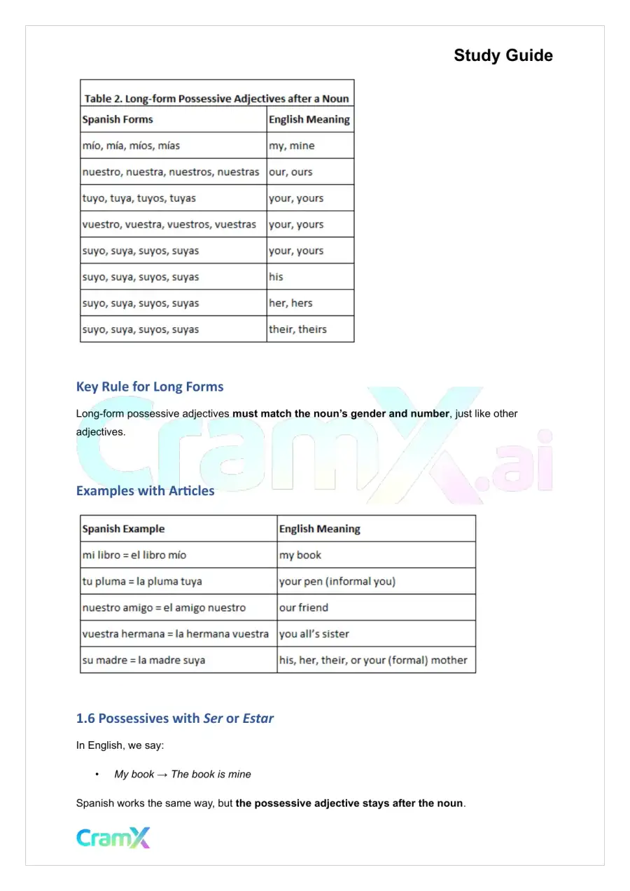 Spanish I - Adjectives, page 4
