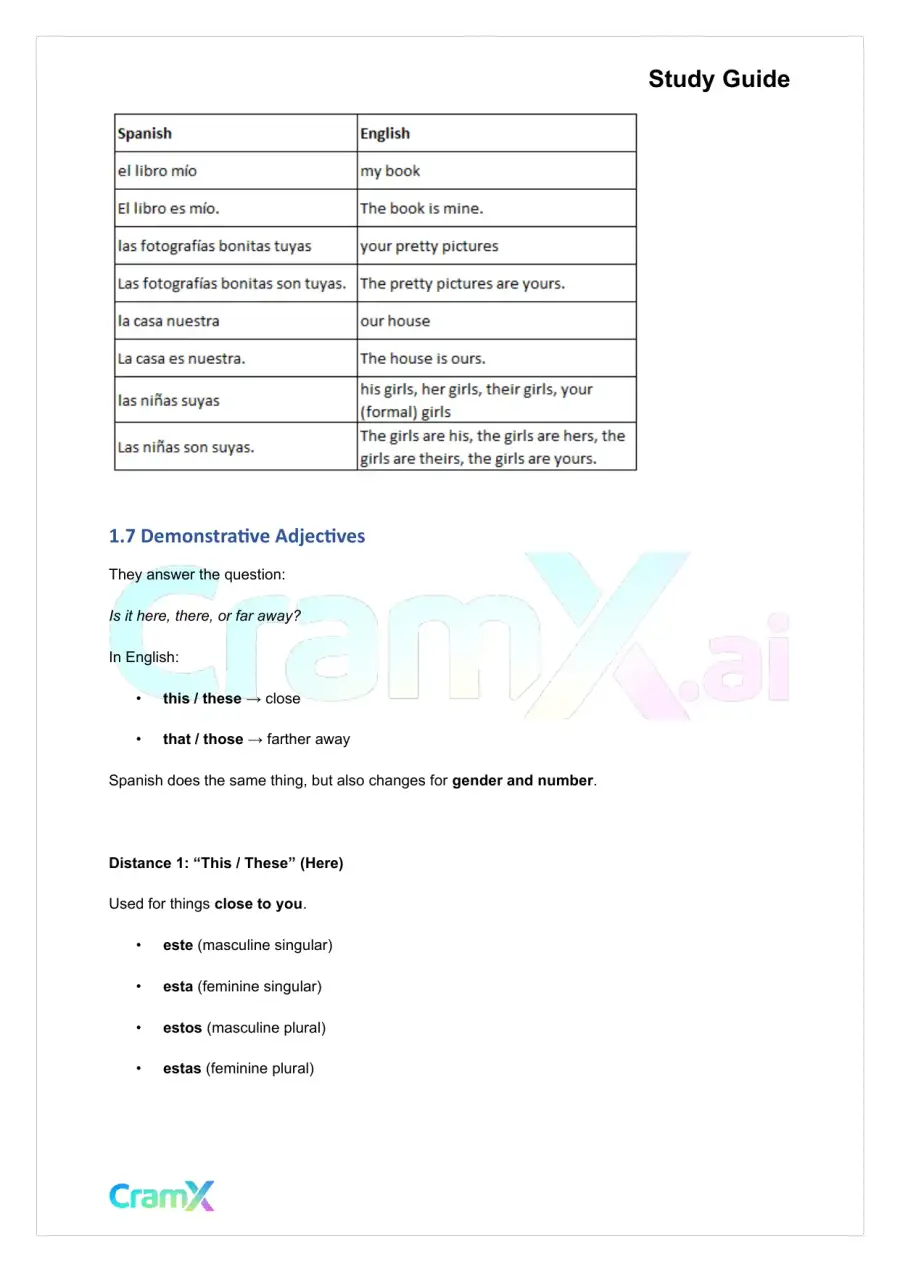 Spanish I - Adjectives, page 5