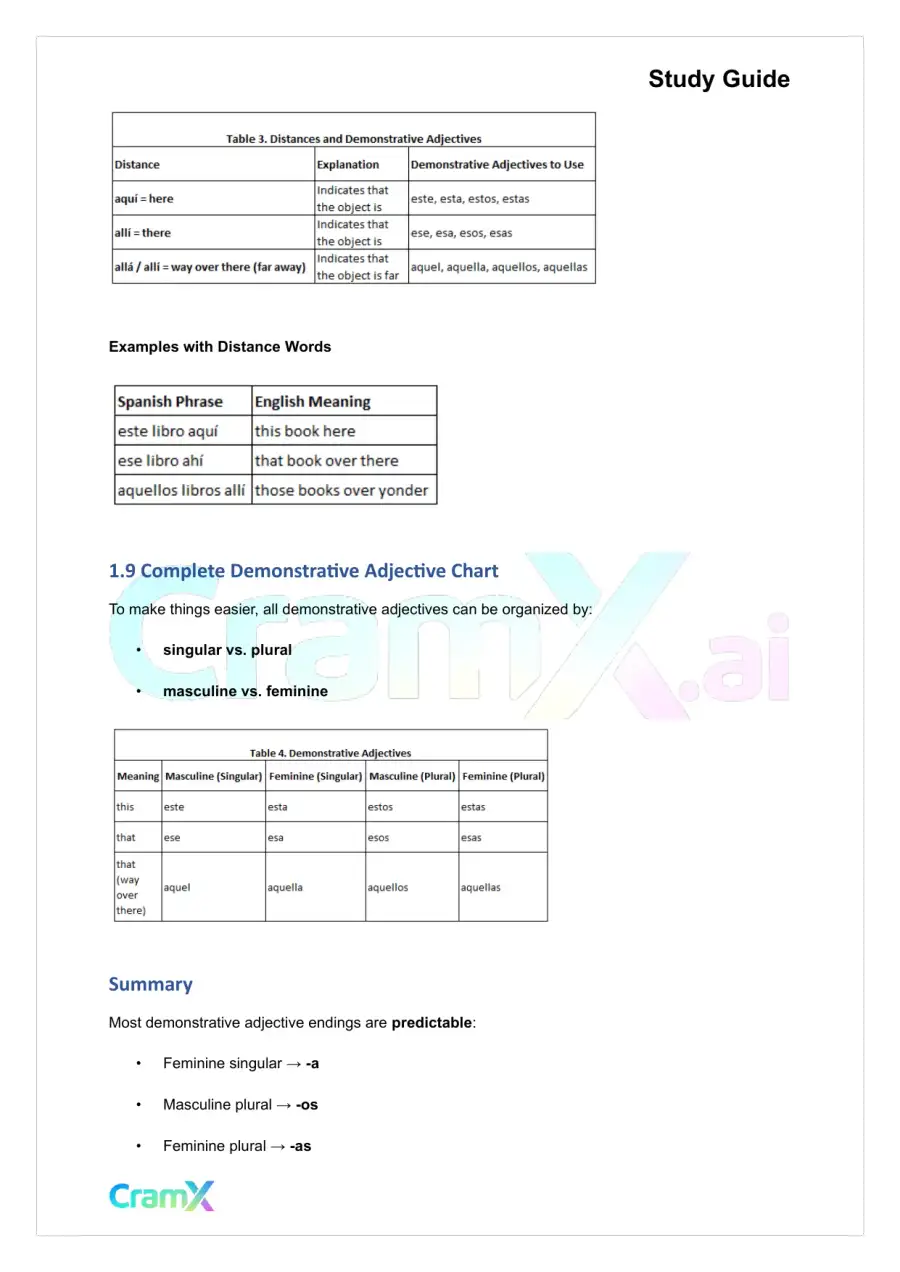 Spanish I - Adjectives, page 7