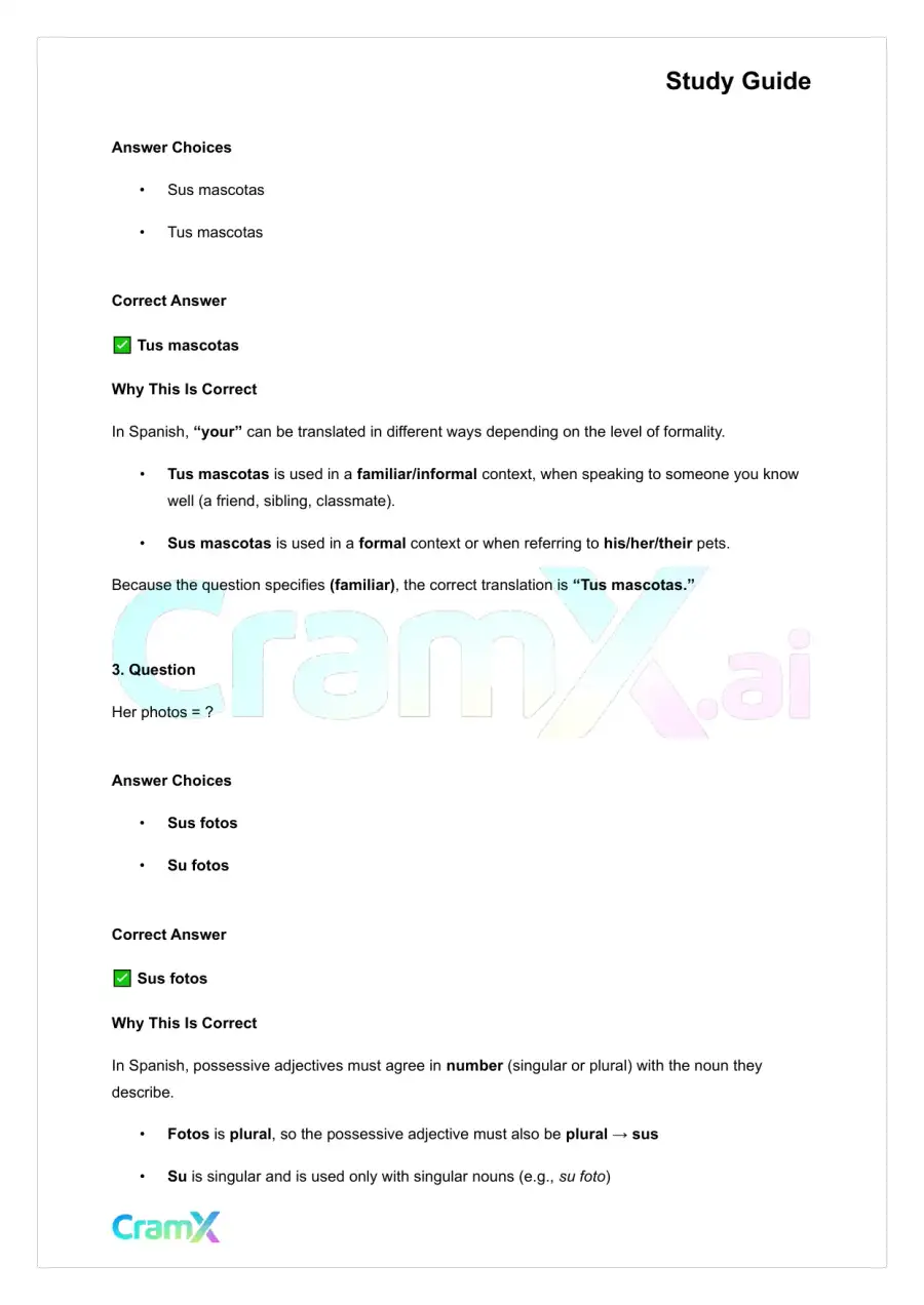 Spanish I - Adjectives, page 9