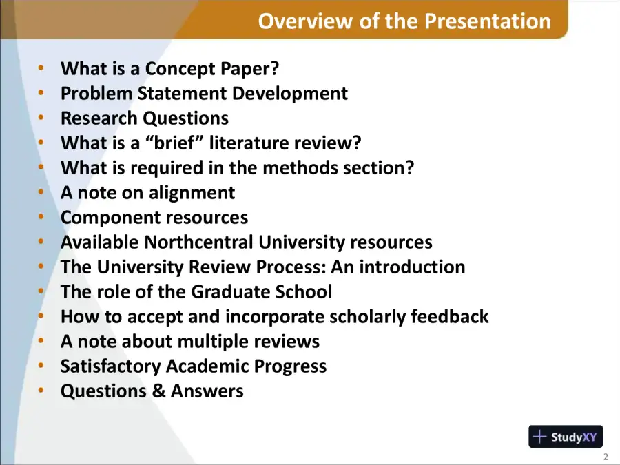 Introduction To Concept Paper Development And The University Review Process - Northcentral University, The Graduate School, page 3
