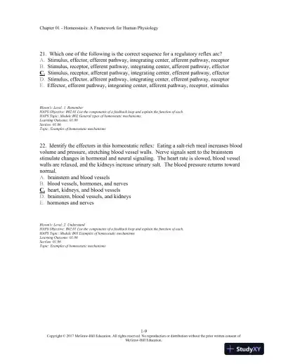 Vander's Human Physiology 14th Edition Test Bank - Page 10 preview image