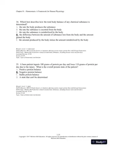 Vander's Human Physiology 14th Edition Test Bank - Page 16 preview image