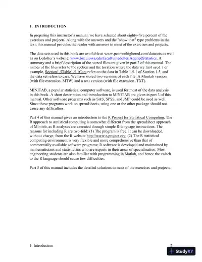 Solution Manual For Applied Statistics For Engineers And Physical Scientists, Coursesmart Etextbook, 3rd Edition - Page 3 preview image