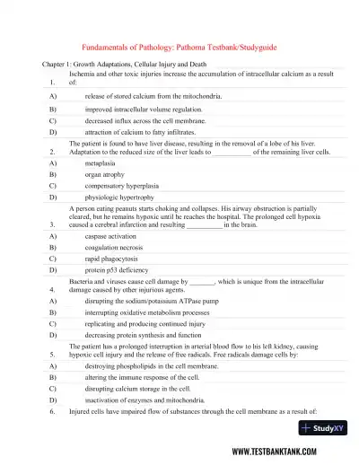 Fundamentals of Pathology 1st Edition Test Bank - Page 1 preview image