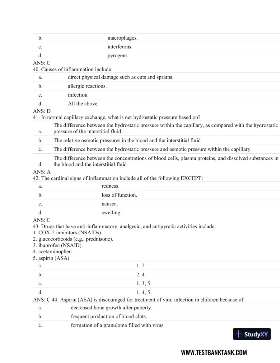 Fundamentals of Pathology 1st Edition Test Bank, page 14
