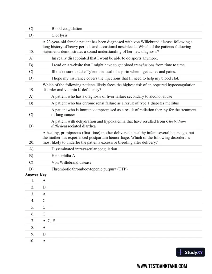 Fundamentals of Pathology 1st Edition Test Bank, page 27