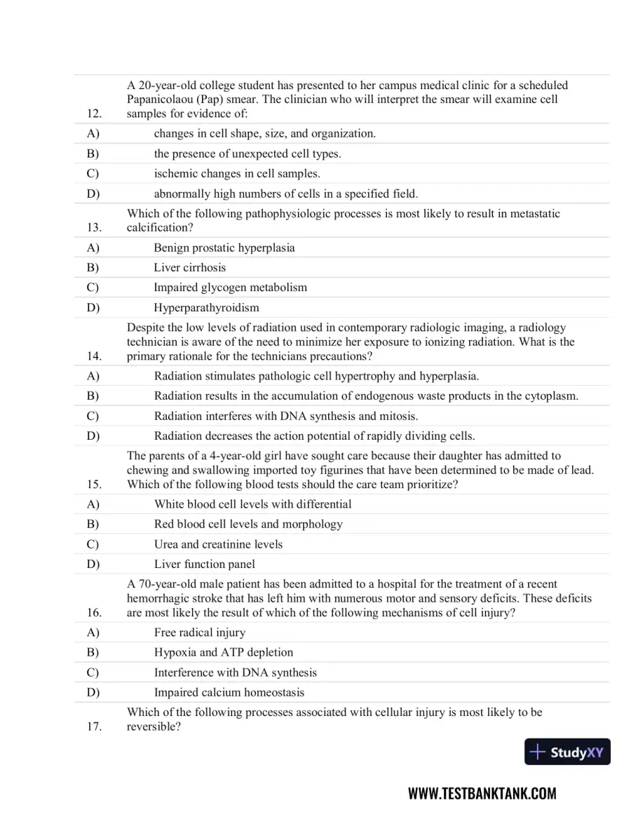 Fundamentals of Pathology 1st Edition Test Bank, page 4