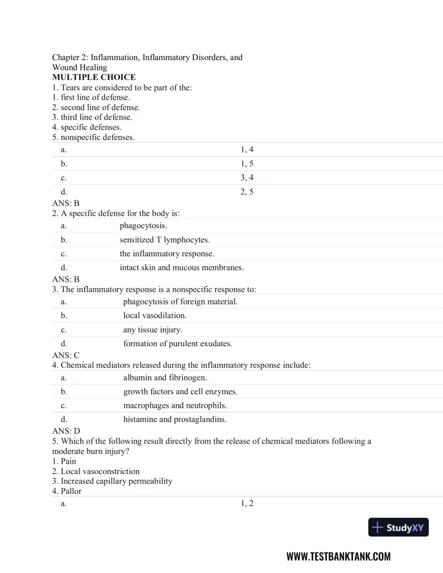 Fundamentals of Pathology 1st Edition Test Bank, page 7