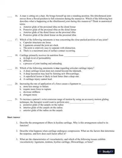Joint Structure and Function: A Comprehensive Analysis 5th Edition Test Bank - Page 14 preview image