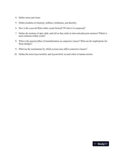 Joint Structure and Function: A Comprehensive Analysis 5th Edition Test Bank - Page 15 preview image