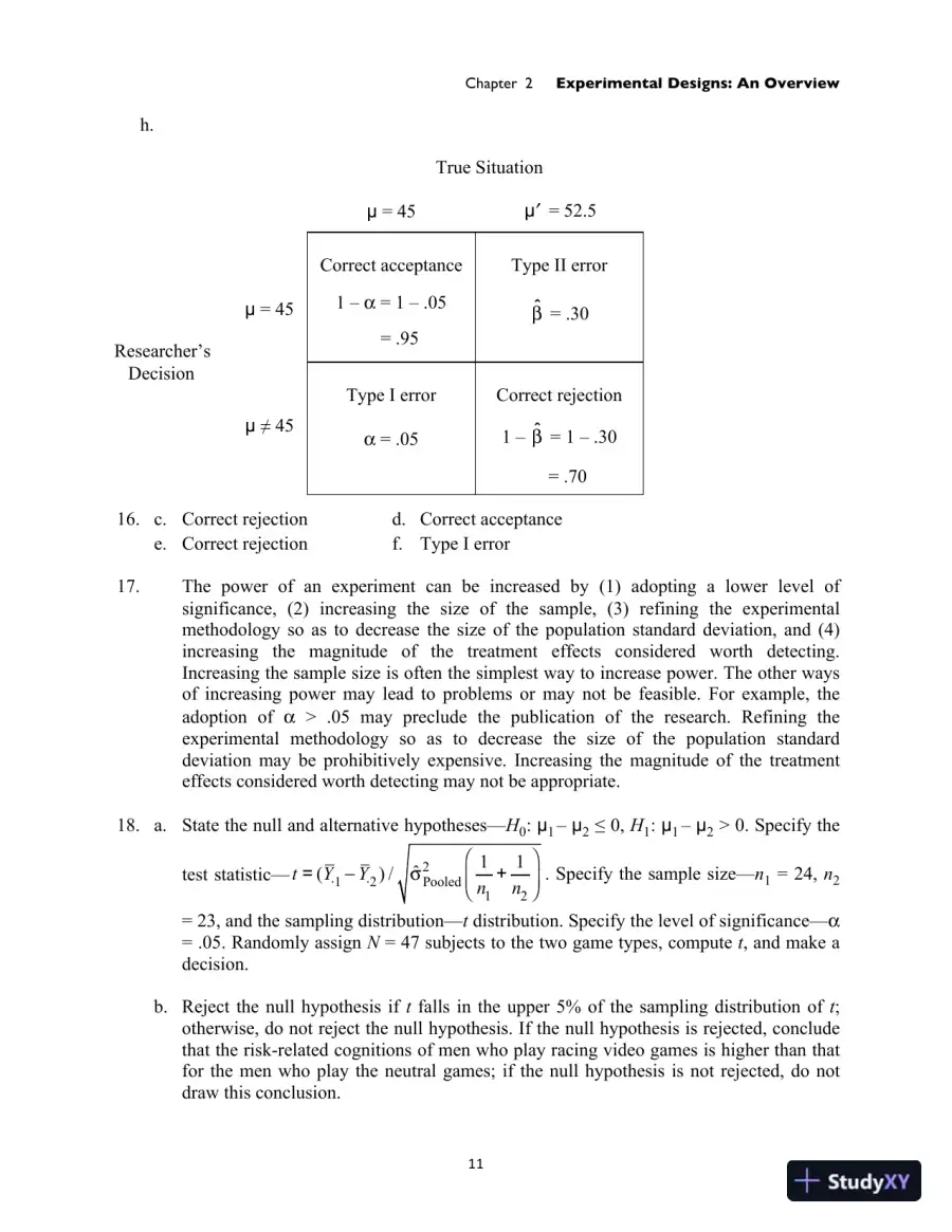 Solution Manual for Experimental Design: Procedures for the Behavioral Sciences , 4th Edition, page 14