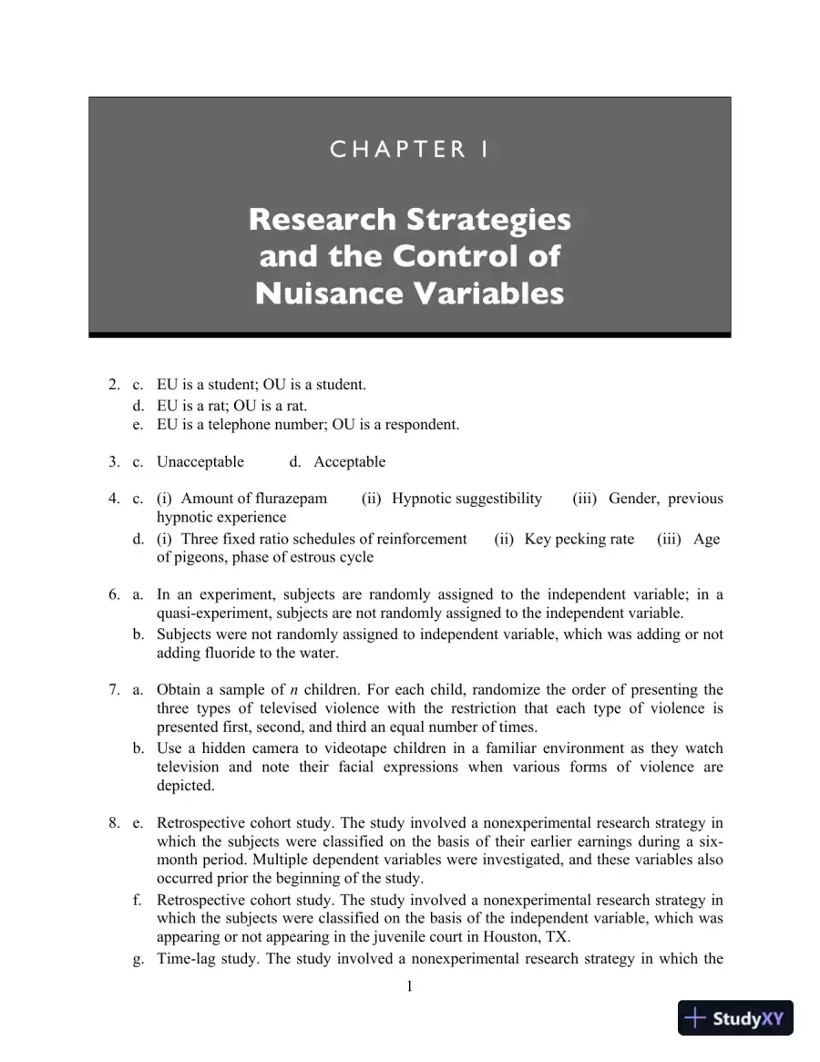Solution Manual for Experimental Design: Procedures for the Behavioral Sciences , 4th Edition, page 4