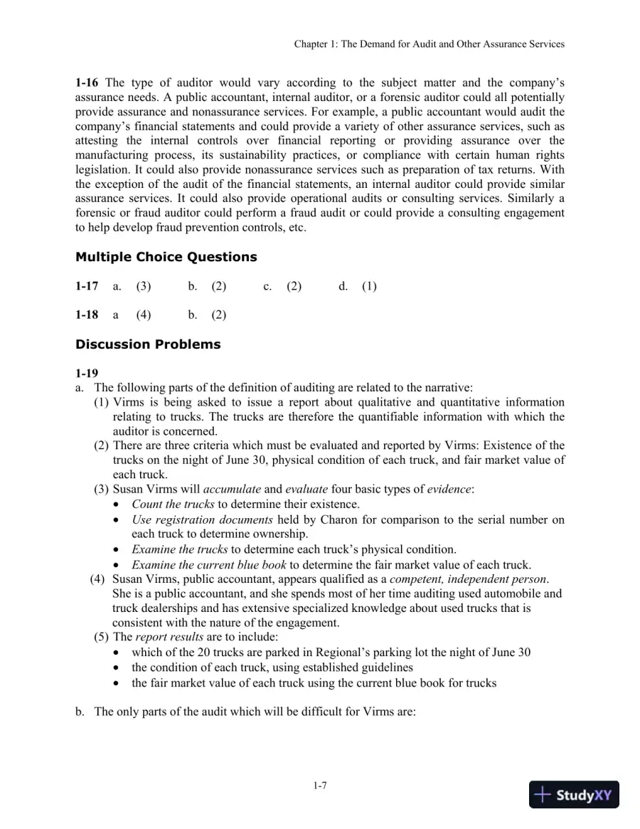 Auditing: The Art And Science Of Assurance Engagements, Fourteenth Canadian Edition Solution Manual, page 10