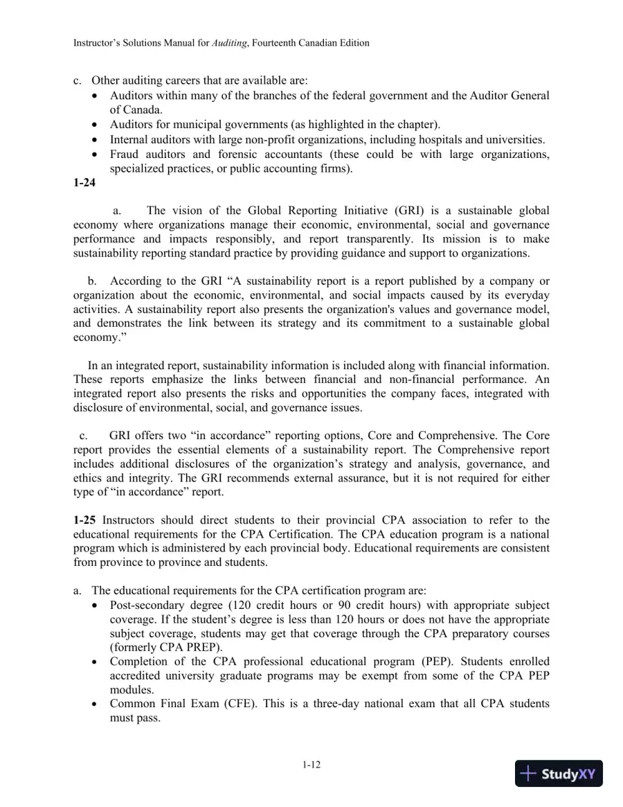 Auditing: The Art And Science Of Assurance Engagements, Fourteenth Canadian Edition Solution Manual, page 15