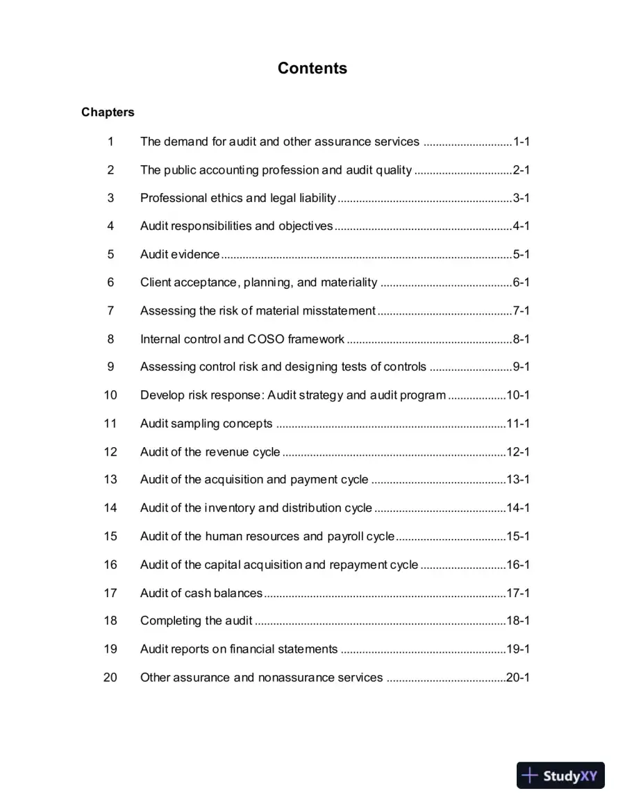 Auditing: The Art And Science Of Assurance Engagements, Fourteenth Canadian Edition Solution Manual, page 3