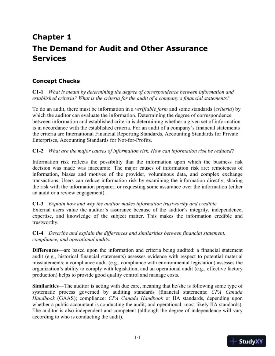 Auditing: The Art And Science Of Assurance Engagements, Fourteenth Canadian Edition Solution Manual, page 4