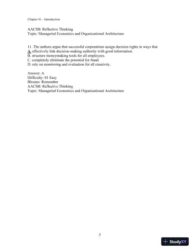 Managerial Economics and Organizational Architecture, (Irwin Economics) 6th Edition Test Bank - Page 6 preview image