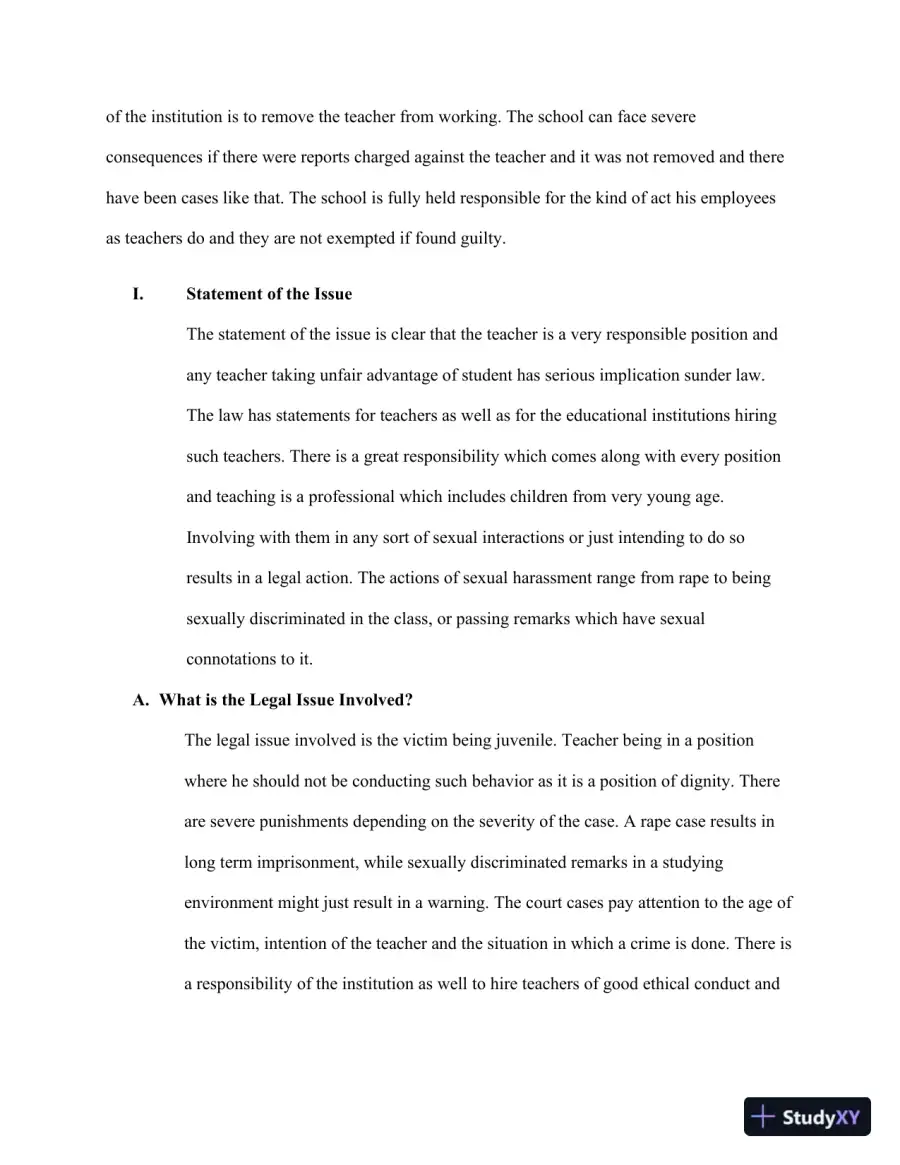 Legal Implications And Consequences Of Teacher-Student Sexual Harassment In Educational Institutions, page 4