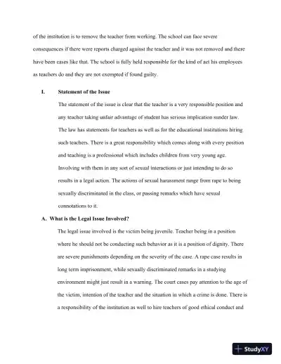 Legal Implications And Consequences Of Teacher-Student Sexual Harassment In Educational Institutions - Page 4 preview image