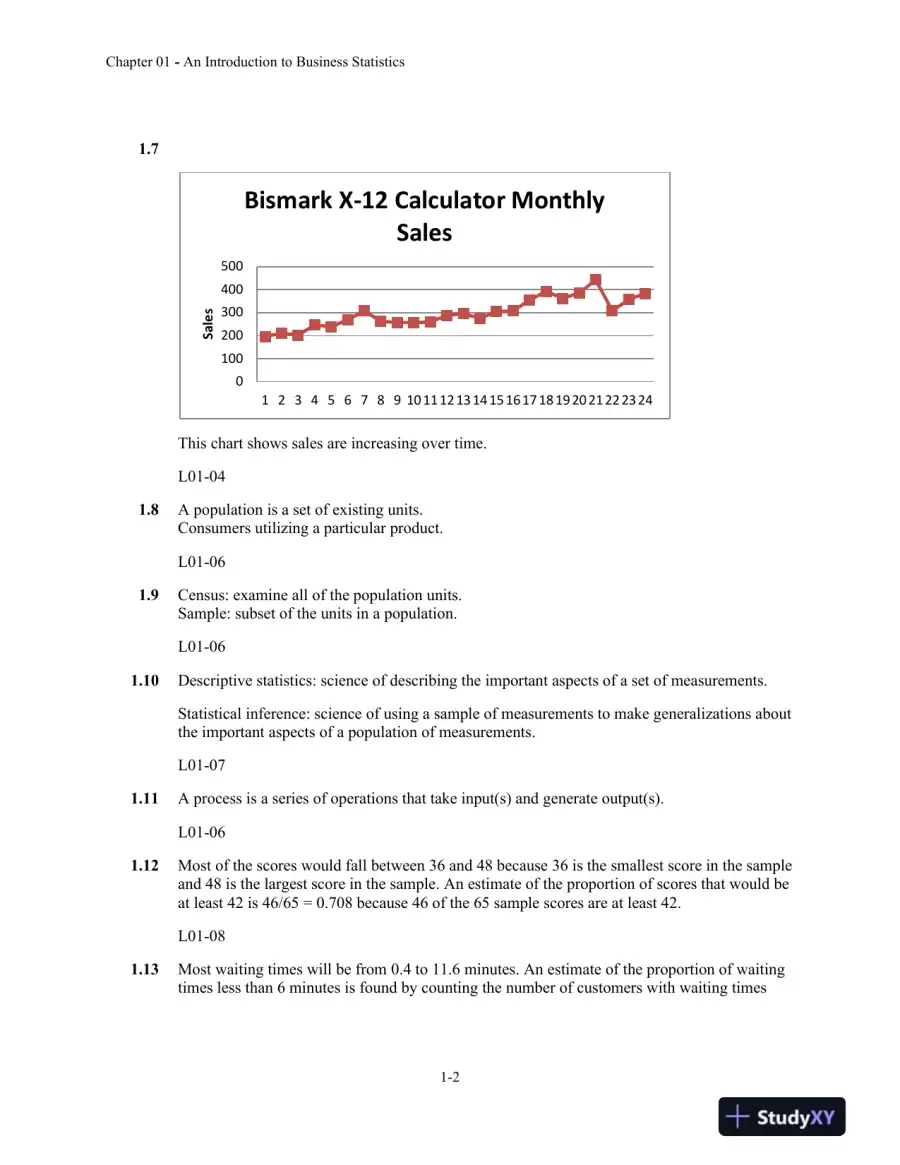 Business Statistics in Practice: Using Data, Modeling, and Analytics, 8th Edition Solution Manual, page 3