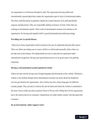 Strategic Marketing Proposals for Expanding Healthcare Services: Domestic vs. International Market Approaches - Page 4 preview image