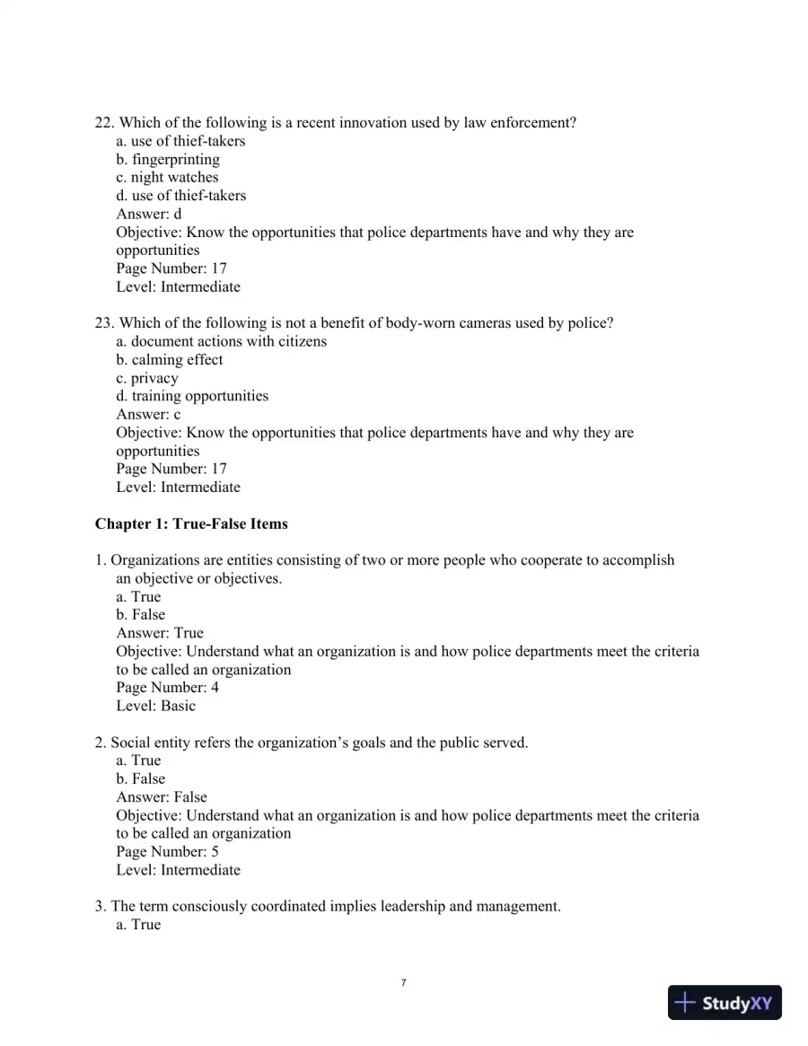 Managing and Leading Today's Police:Challenges, Best Practices, Case Studies, 4th Edition Test Bank, page 11